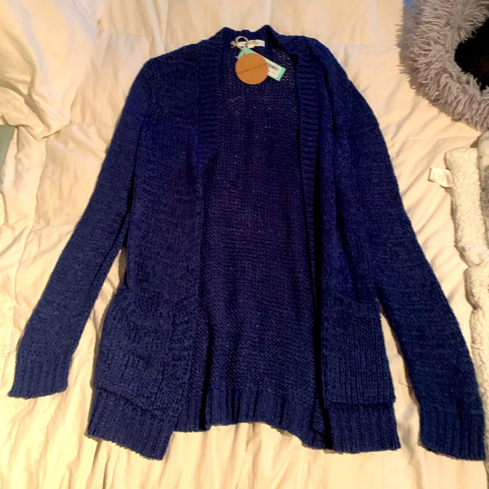 Honey Bunch woven sweater in blue